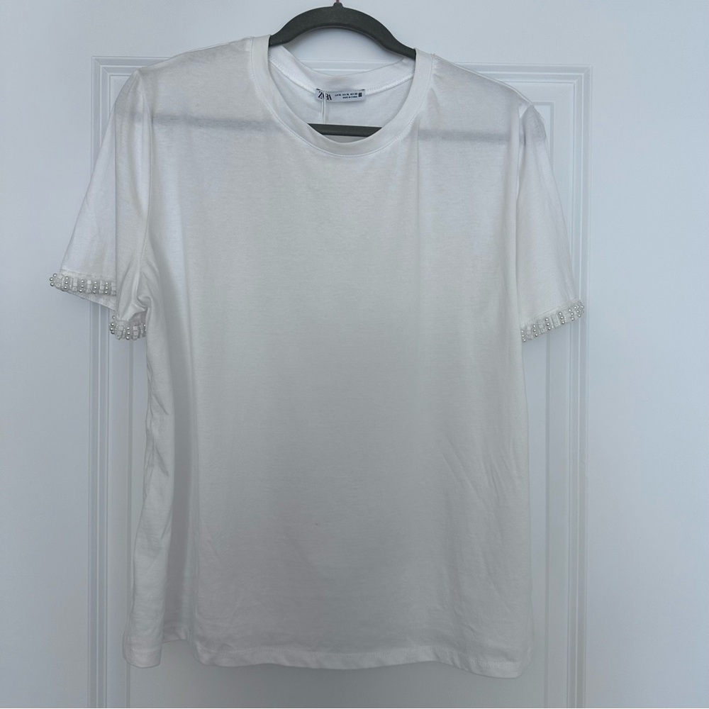 ZARA Pearl Sleeve Tee XL